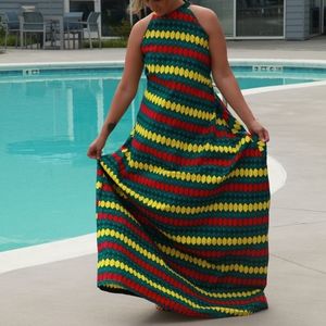 African Print Women’s Halter Neckline Maxi dress